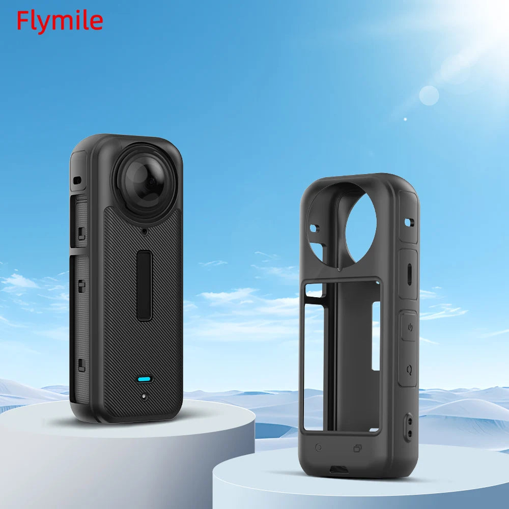 Flymile Silicone Case For Insta360 X4 Action Camera Soft Protector Cover Anti-drop Dustproof Shell Quick Release Accessories