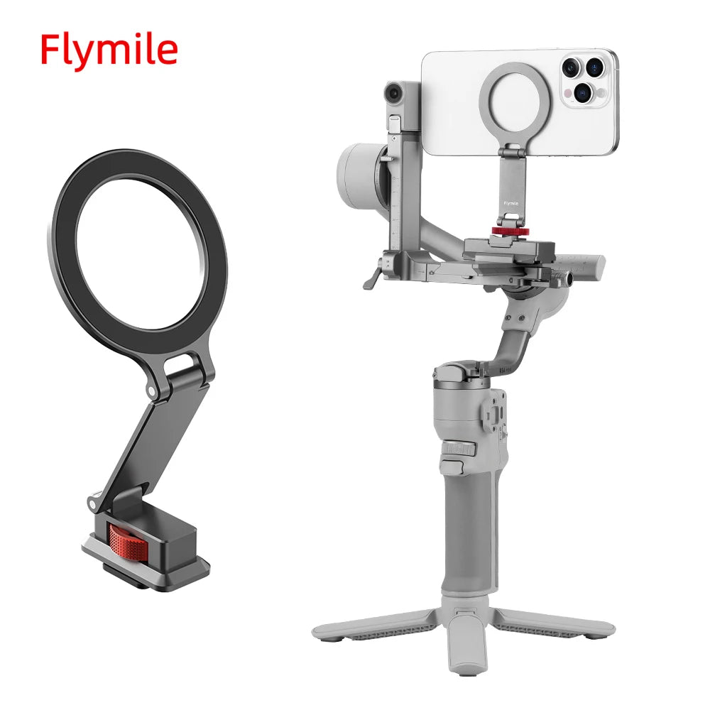 Flymile Magsafe Adapter Bracket for DJI DJI RS 4 Mini Handheld Gimbal Accessoise Phone Holder With Cold Shoe 1/4 Screw Hole
