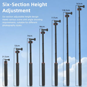 Flymile Universal Tripod Handheld Portable Mount For GoPro Hero 12 11 10 9/Insta360 X4 X3/DJI Pocke 3/Action 5 Stand Accessories