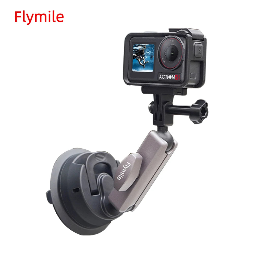 Flymile Car Suction Cup for DJI Action 5 Pro/Gopro Hero 13 12 11 10 9/Pocket 3 Camera Mount Windshield Stand Bracket Adjustable