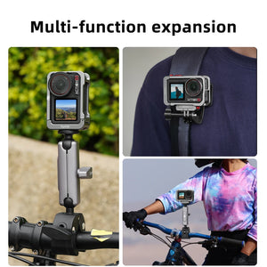 Flymile Metal Cage Frame Case for DJI Action 5 Pro Camera Accessorise Multifunction Expansion Protector Cold Shoe Mount Adapter