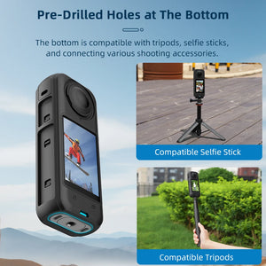 Flymile Silicone Case For Insta360 X4 Action Camera Soft Protector Cover Anti-drop Dustproof Shell Quick Release Accessories