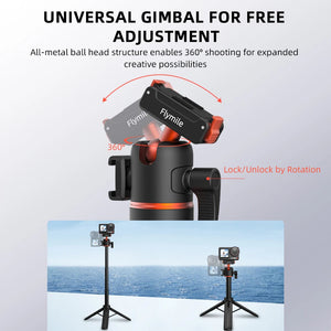 Flymile Extendable Selfie Stick Tripod for DJI OSMO 360/Action 5 Pro Accessories With Quick-release Magnetic Base Handle 21.25IN