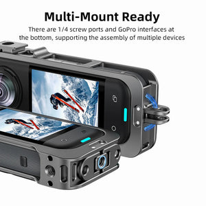 Flymile Metal Cage Protective Cage for Insta360 X5 Accessorise Aluminum Alloy Expansion Frame Adapter Mount with Lens Guard