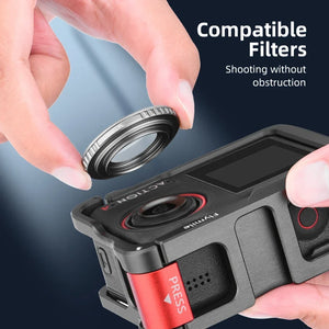 Flymile Expansion Adapter for DJI OSMO Action 5 Pro/4 Camera Aluminium Alloy Metal Cage Mount Cold Shoe Protective Frame Case