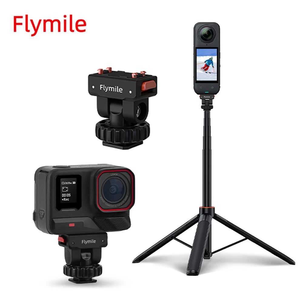 Flymile Magnetic Quick Release Adapter Mount Gimbal for Insta360 X5/Ace Pro 2 Accessorsie Extension Bracket with Cold Shoe