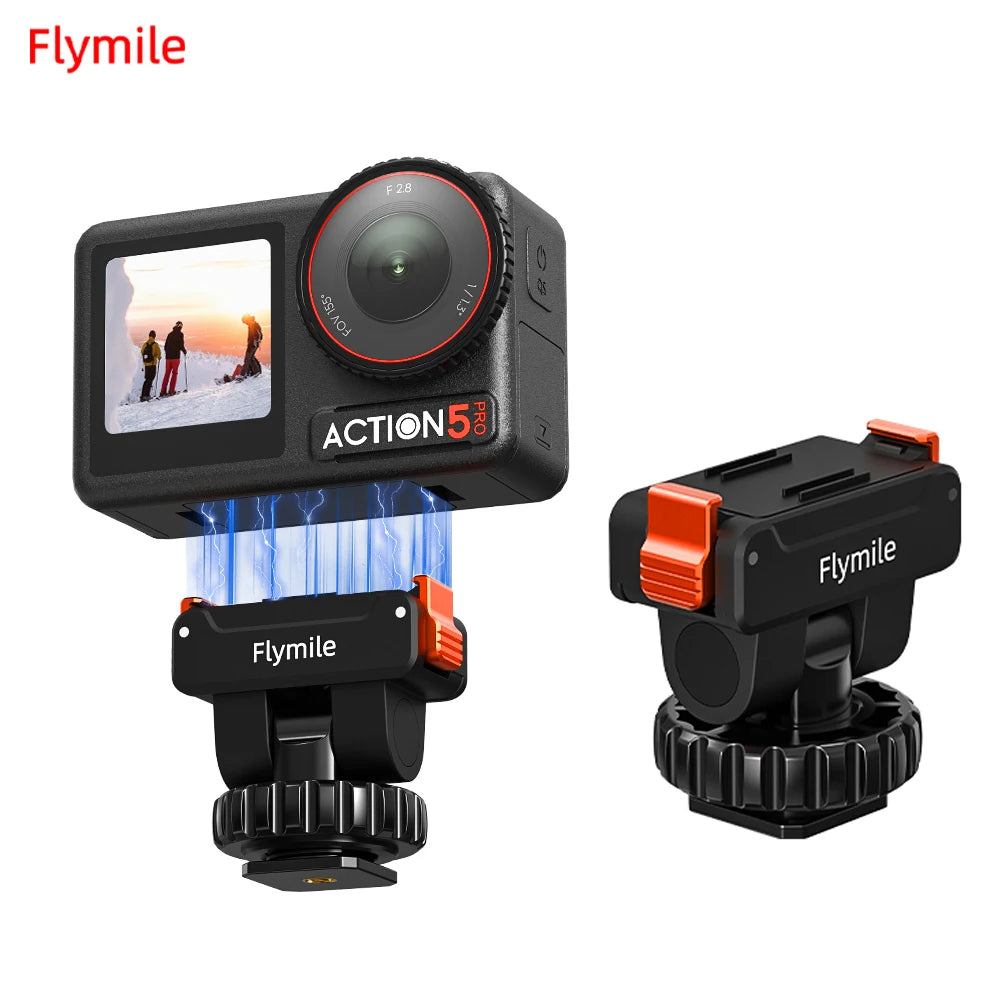 Flymile Cold Shoe Adapter Camera Mount for DJI Action 5 Pro/OSMO 360 Accessories Magnetic Quick Release Adapter Gimbal Base
