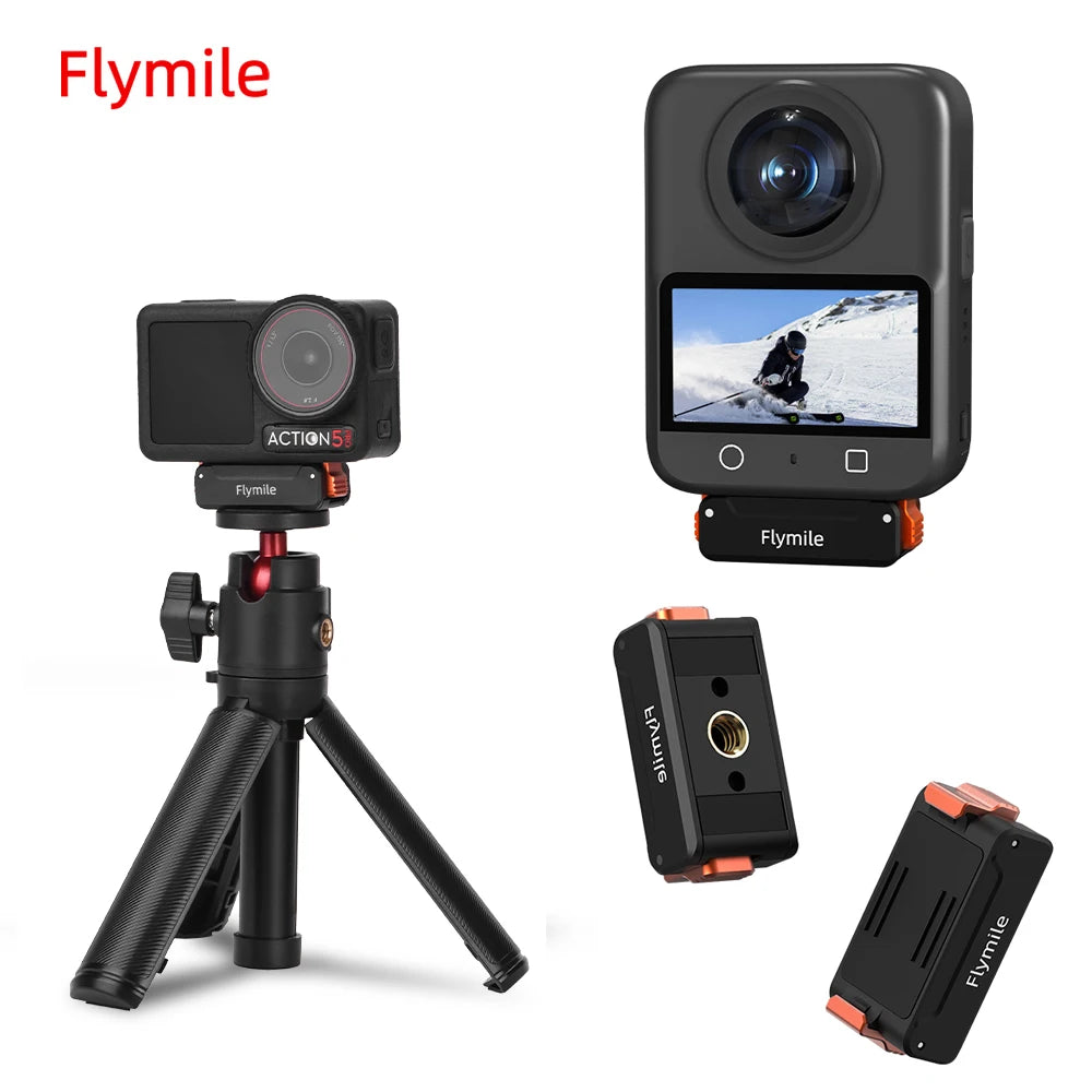 Flymile Action 5 Pro Extension Base for DJI OSMO 360/Action 4 Accessorsie Magnetic Quick Release Adapter Mount 1/4" Screw Hole