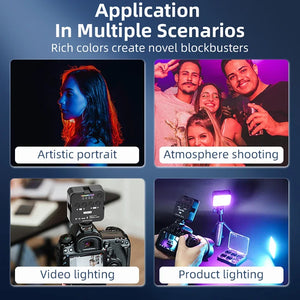 Flymile Mini Fill Light for Gopro Hero 12/11 Camera Phone RGB/Dual Color Temperature LED Video Light 1200maH Photography Prop