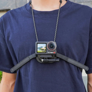 Flymile Action 5 Pro Magnetic Chest Mount +Neck Strap for DJI Action 4/Insta360 Ace Pro 2 Camera Bracket POV Selfie Accessories