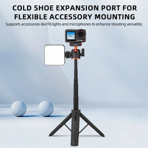 Flymile Extendable Selfie Stick Tripod for DJI OSMO 360/Action 5 Pro Accessories With Quick-release Magnetic Base Handle 21.25IN