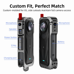 Flymile Metal Cage Protective Cage for Insta360 X5 Accessorise Aluminum Alloy Expansion Frame Adapter Mount with Lens Guard