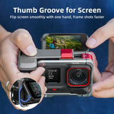 Flymile Camera Grip Holder for Insta360 Ace Pro 2/Ace Pro Accessories With Cold Shoe Extension Bracket Metal Cage Photography
