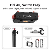 Flymile X5 Magnetic Quick Release Base for Insta360 X5/Ace Pro 2/Ace Pro Accessories with 1/4”Threaded Hole Extension Adapte
