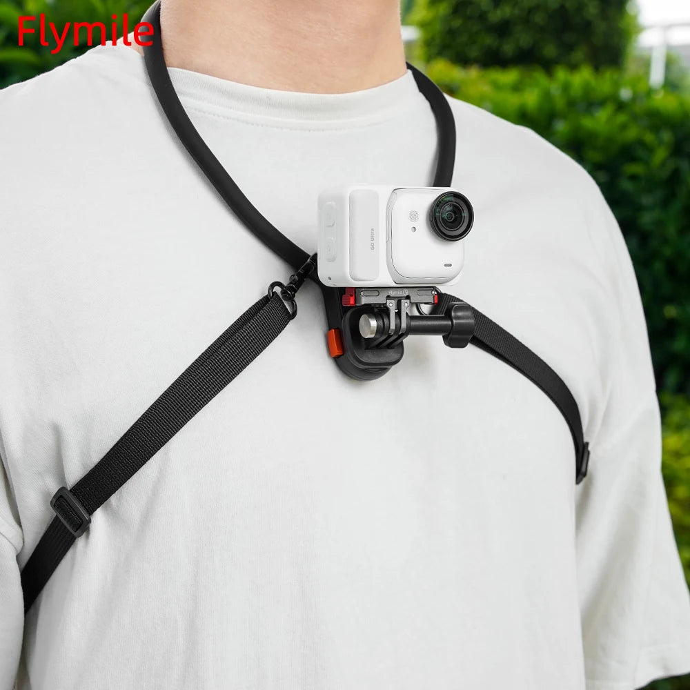 Flymile Neck Mount Quick Release Silicone Neck Hold for DJI Action 5 Pro/Osmo 360/Gopro/Insta 360 Accessories Chest Mount