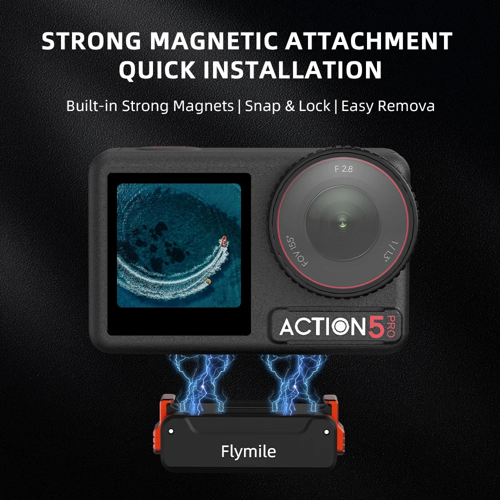 Flymile Action 5 Pro Extension Base for DJI OSMO 360/Action 4 Accessorsie Magnetic Quick Release Adapter Mount 1/4" Screw Hole