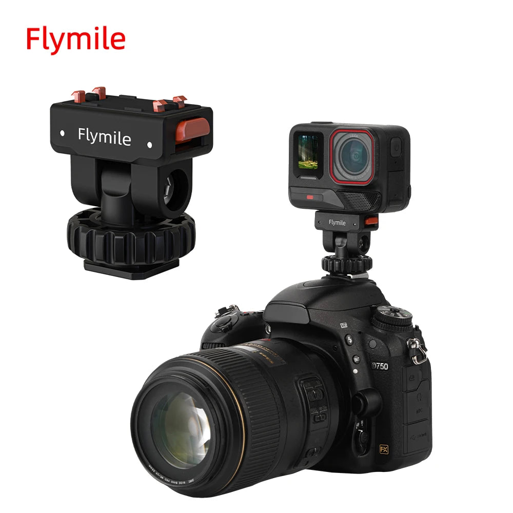 Flymile Magnetic Quick Release Base Adapter Mount Gimbal for Insta360 X5/Ace Pro 2 Accessorsie Extension Bracket with Cold Shoe