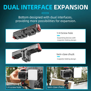 Flymile Magnetic Base Expansion Bracket for Insta360 GO3/3S Camera Adapter 1/4 Screw Hole Sports Camera Photography Accessories