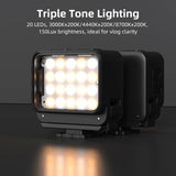 Flymile Video Light Portable Camera Lights 20 Beads for Photography Lighting Rechargeable for Gopro/DJI Action 5/Insta360