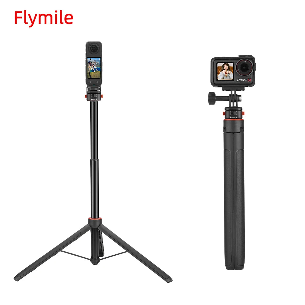 Flymile Universal Tripod Handheld Portable Mount For GoPro Hero 12 11 10 9/Insta360 X4 X3/DJI Pocke 3/Action 5 Stand Accessories