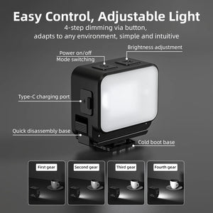Flymile Video Light Portable Camera Lights 20 Beads for Photography Lighting Rechargeable for Gopro/DJI Action 5/Insta360