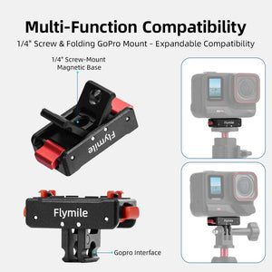 Flymile Ace Pro 2 Magnetic Base Quick Release Mount for Insta360 X5 Accessories Dual-Claws 1/4"Screw Adapter Extension