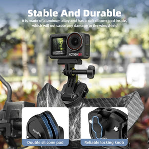 Flymile Motorcycle Windshield Mount for DJI Action 5/Pocket 3/Insta360 X5/Ace Pro 2 Camera Accessorise Aluminum Alloy Clip