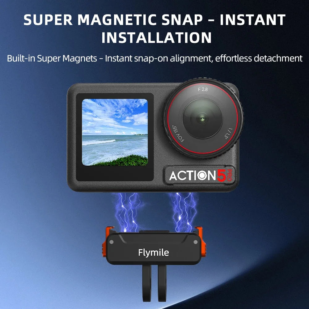 Flymile Magnetic Quick Release Base for DJI Osmo360/Action 5 Pro/4 Accessorsie Extension Dual-Claws Adapter 1/4 Screw Hole
