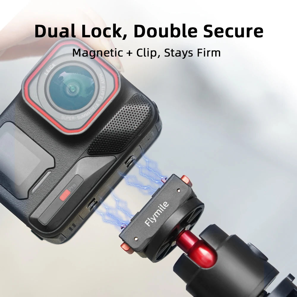 Flymile X5 Magnetic Quick Release Base for Insta360 X5/Ace Pro 2/Ace Pro Accessories with 1/4”Threaded Hole Extension Adapte