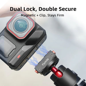 Flymile X5 Magnetic Quick Release Base for Insta360 X5/Ace Pro 2/Ace Pro Accessories with 1/4”Threaded Hole Extension Adapte