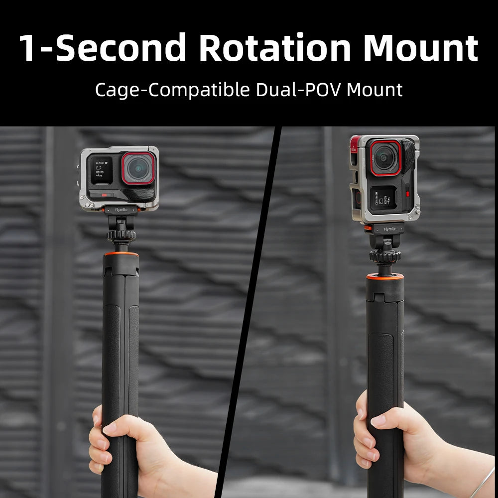 Flymile Magnetic Quick Release Base Adapter Mount Gimbal for Insta360 X5/Ace Pro 2 Accessorsie Extension Bracket with Cold Shoe